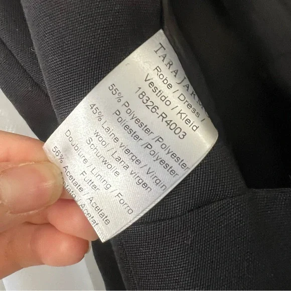 Tara Jarmon Elegant Cut Out Black Dress with Pockets and Rhinestone Buttons Sz 0 - Picture 6 of 10